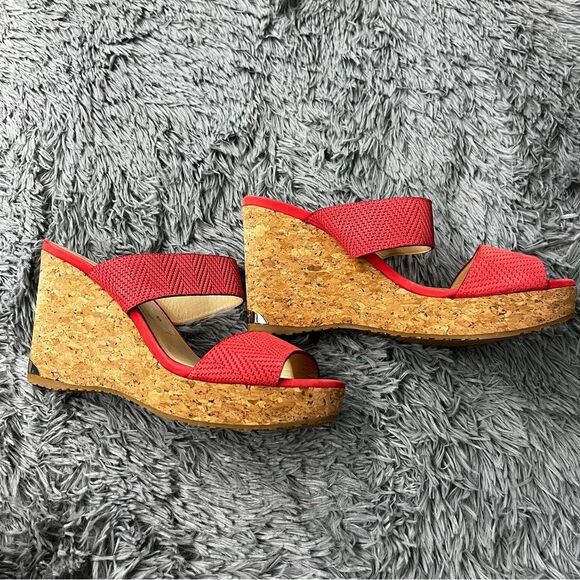 Jimmy Choo Red Strap Open Toe Wedges Size 42 (11.5) - Picture 4 of 11